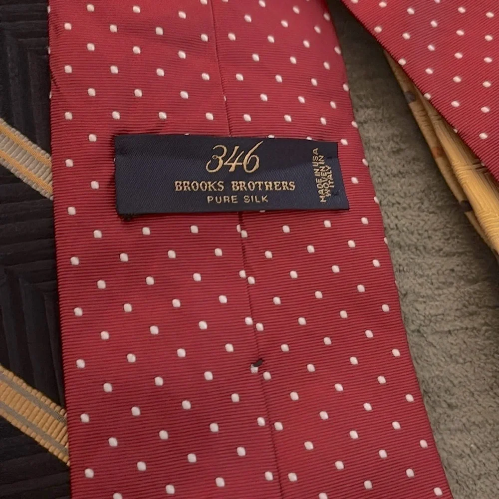 Brooks Brothers Polka Dot Silk Tie. Power | Handmade | Red White | EUC - Picture 7 of 11
